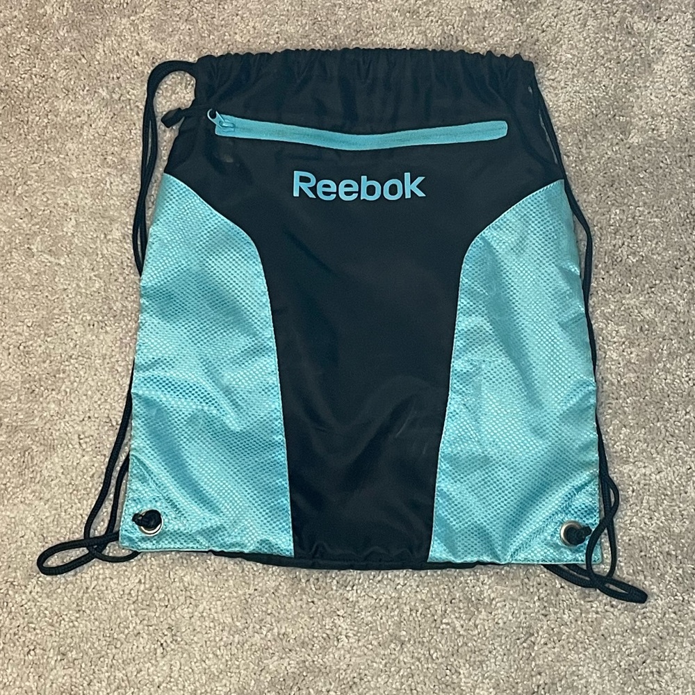 Reebok black and blue drawstring bag